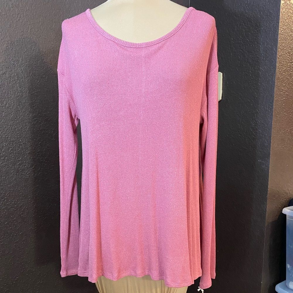 MOSSIMO supply co. Pink flare fine knit wide scoop neck tunic top